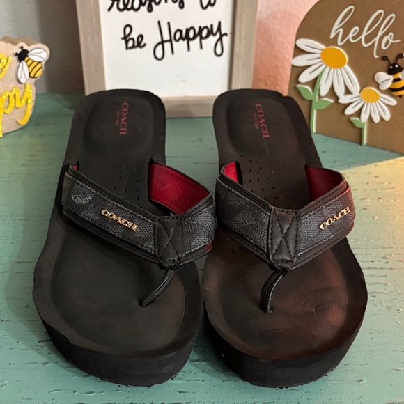Coach Shoes - Coach Black and Red Sandals
